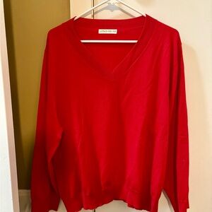 Women's V-neck Red Sweater